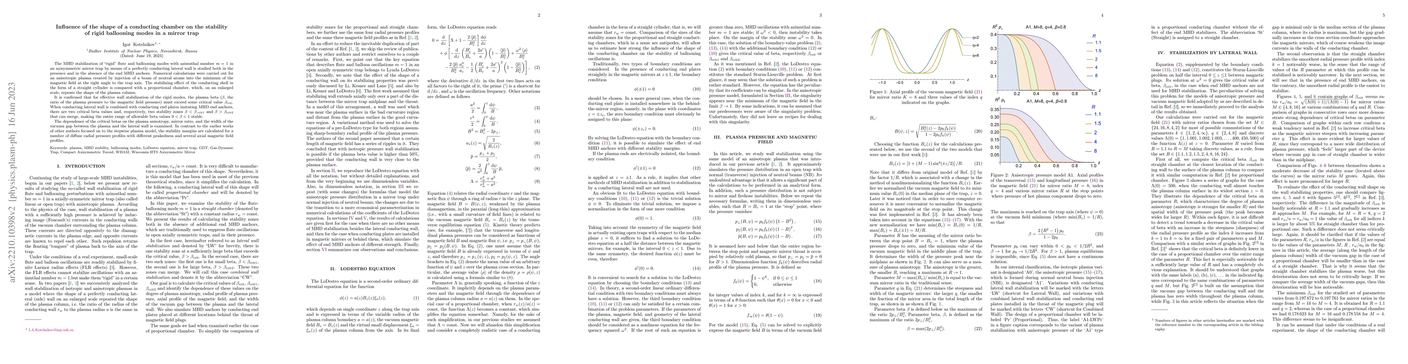 Thumbnail for Influence of the shape of a conducting chamber on the stability of rigid
  ballooning modes in a mirror trap