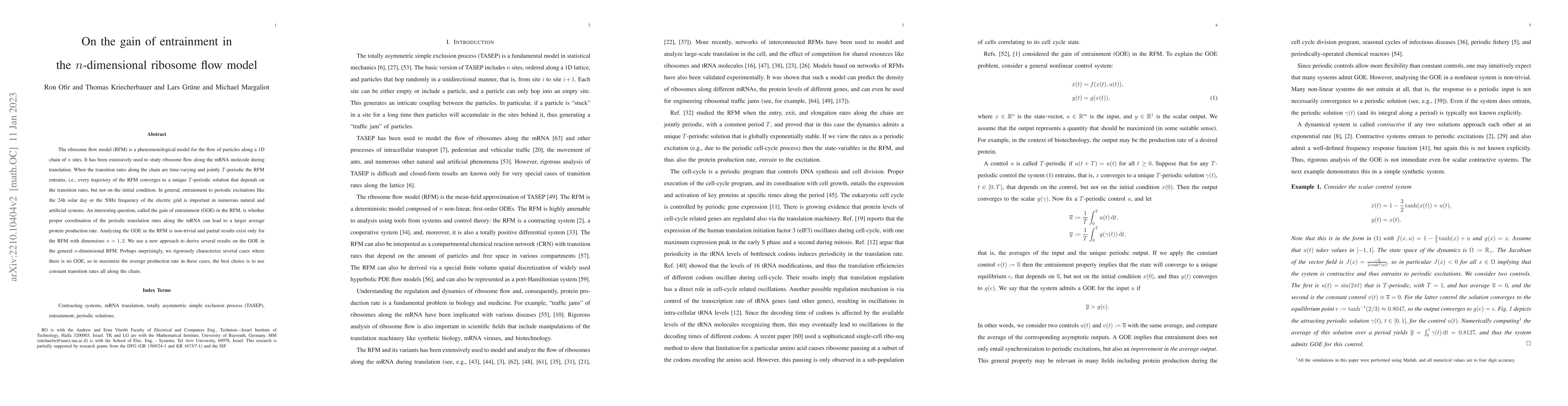 Thumbnail for On the gain of entrainment in the $n$-dimensional ribosome flow model