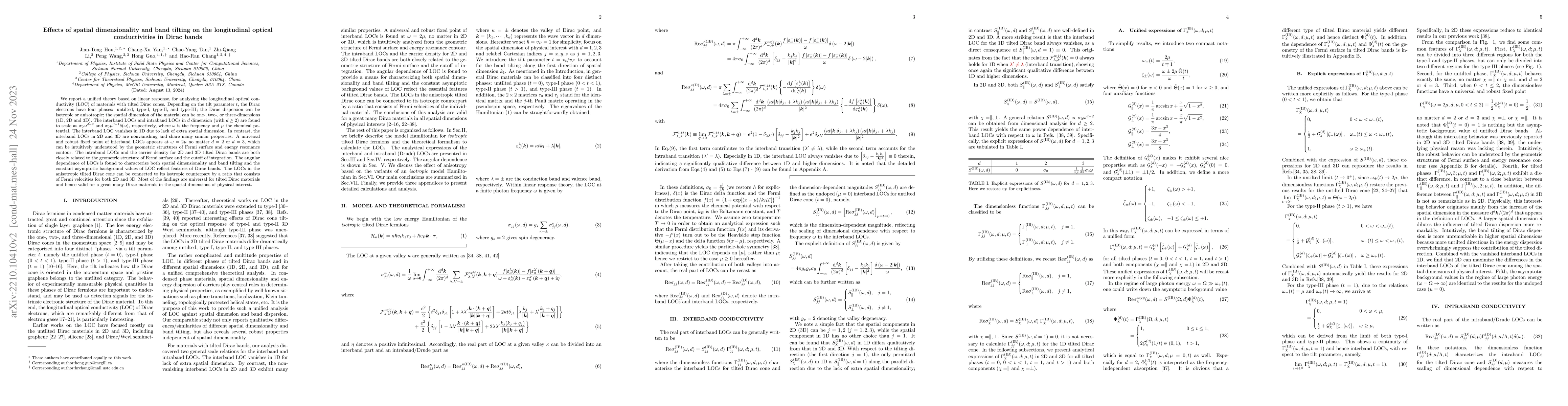 Thumbnail for Effects of spatial dimensionality and band tilting on the longitudinal
  optical conductivities in Dirac bands
