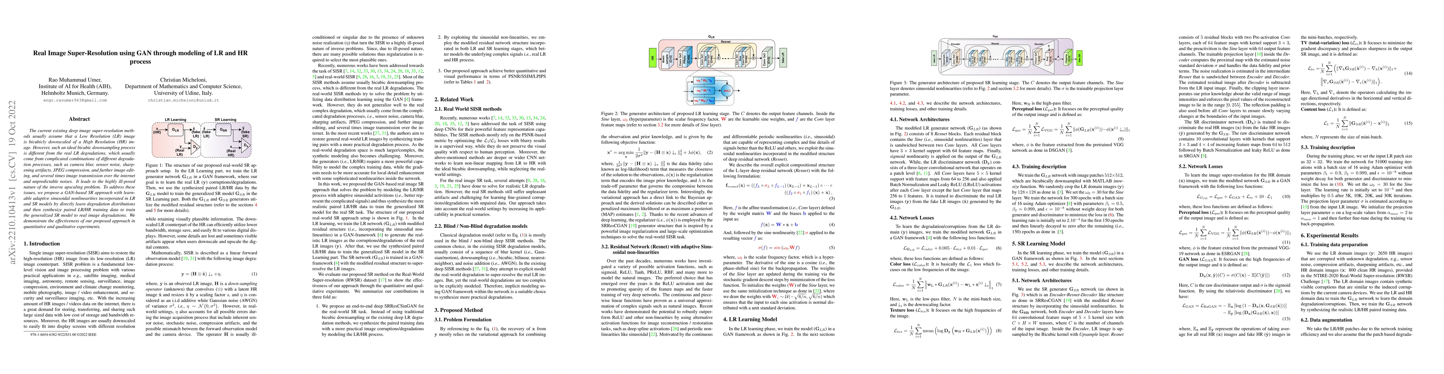 Thumbnail for Real Image Super-Resolution using GAN through modeling of LR and HR
  process