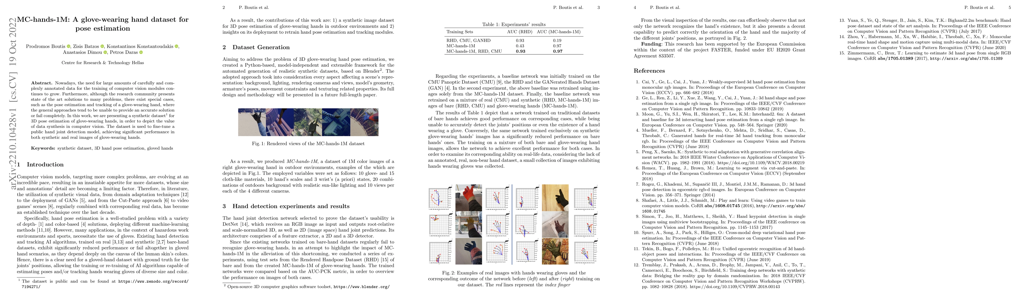 Thumbnail for MC-hands-1M: A glove-wearing hand dataset for pose estimation