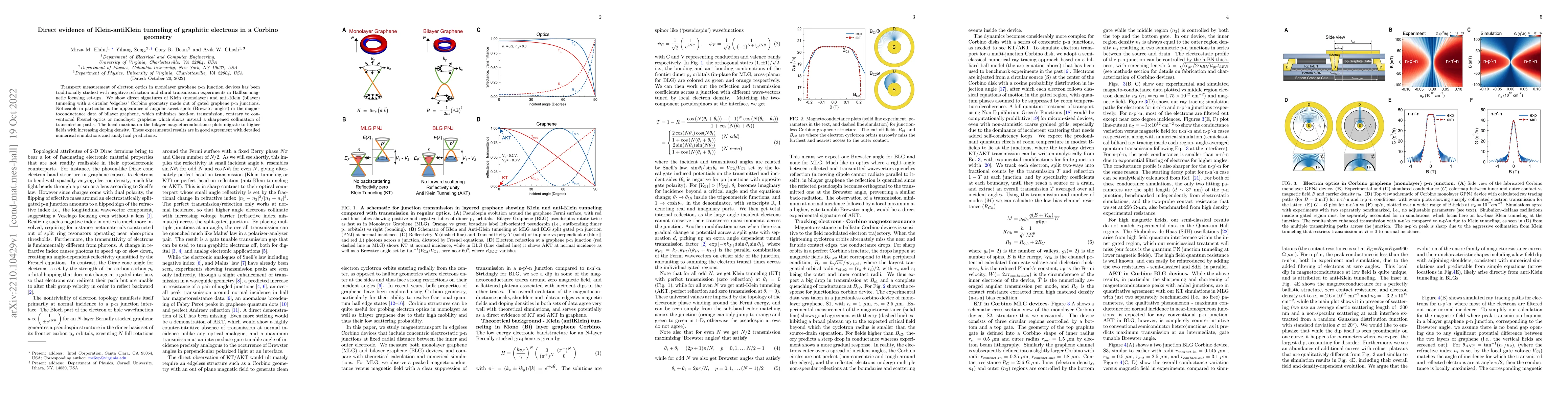 Thumbnail for Direct evidence of Klein-antiKlein tunneling of graphitic electrons in a
  Corbino geometry
