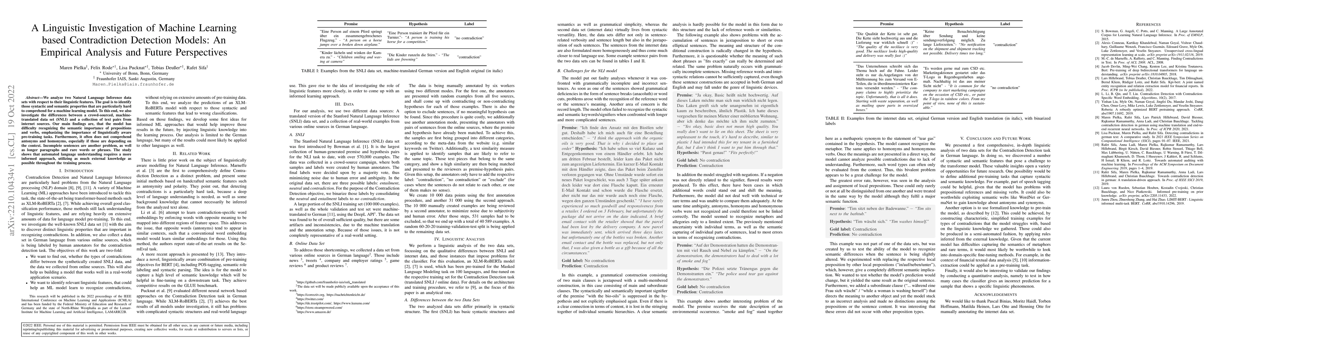 Thumbnail for A Linguistic Investigation of Machine Learning based Contradiction
  Detection Models: An Empirical Analysis and Future Perspectives