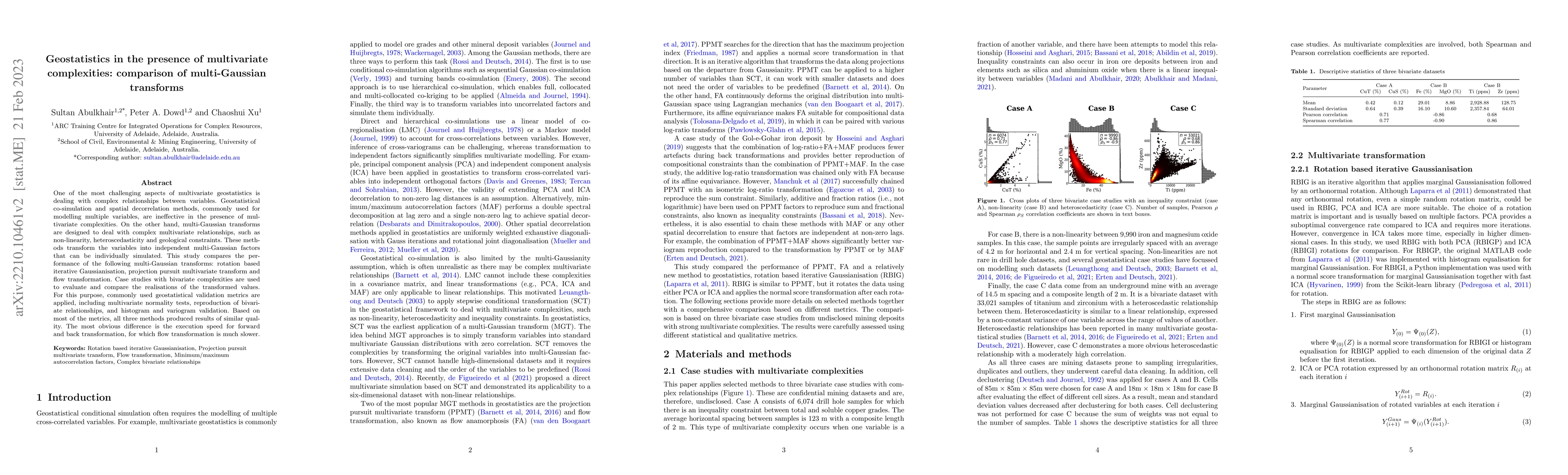 Thumbnail for Geostatistics in the presence of multivariate complexities: comparison
  of multi-Gaussian transforms