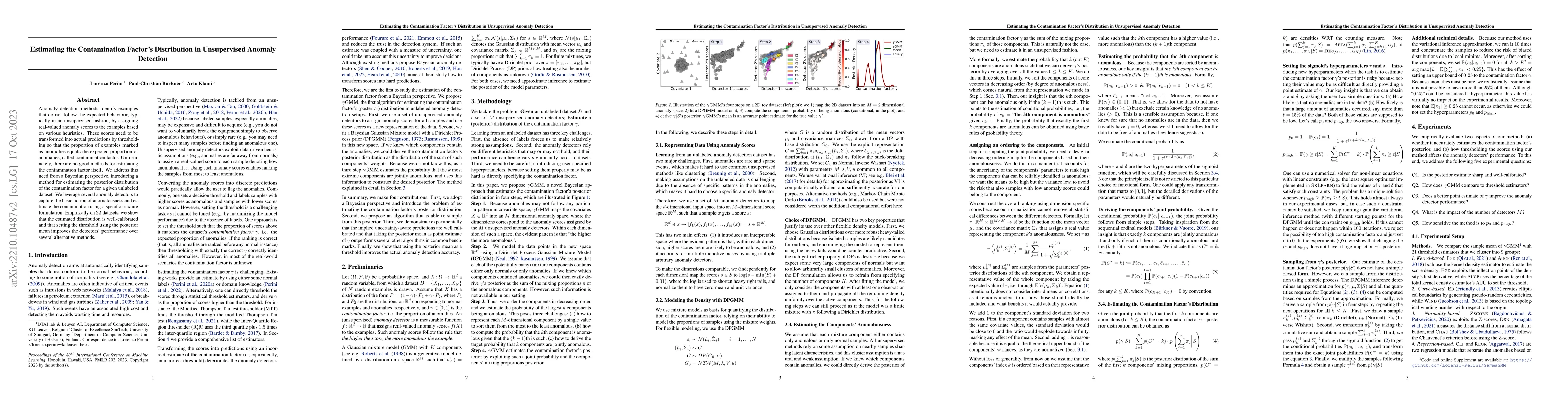 Thumbnail for Estimating the Contamination Factor's Distribution in Unsupervised
  Anomaly Detection