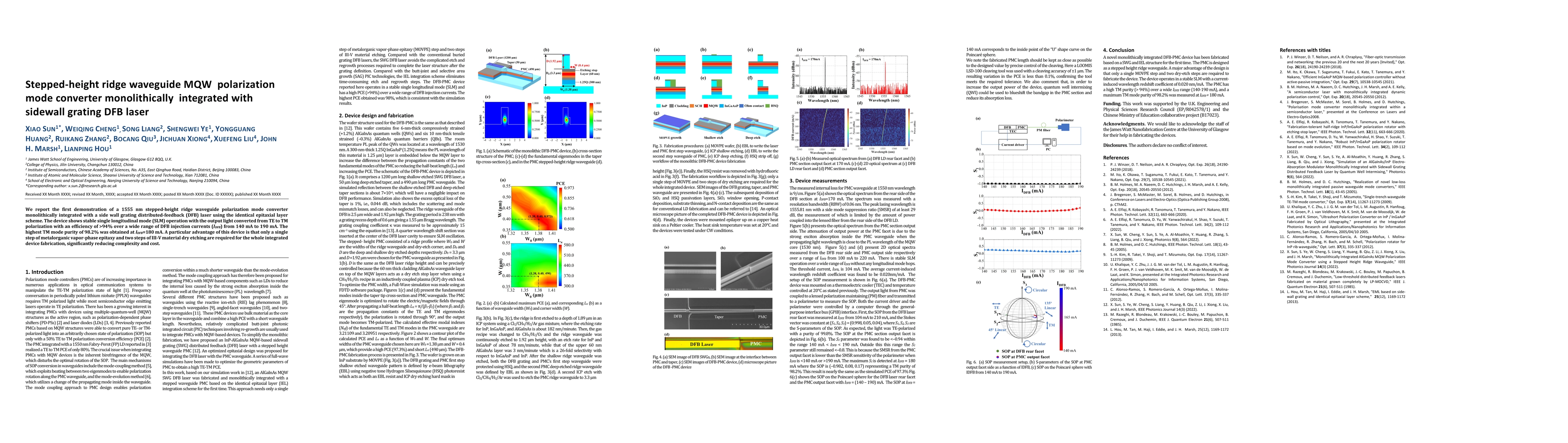 Thumbnail for Stepped-height ridge waveguide MQW polarization mode converter
  monolithically integrated with sidewall grating DFB laser