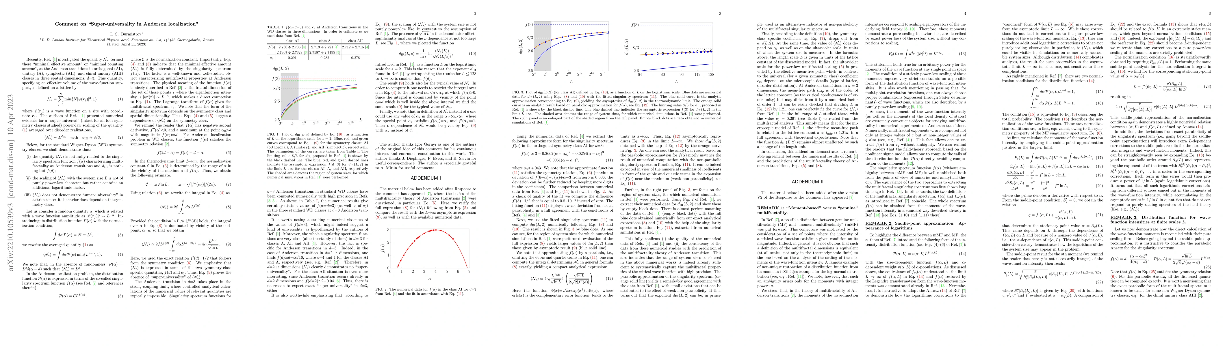 Thumbnail for Comment on "Super-universality in Anderson localization"