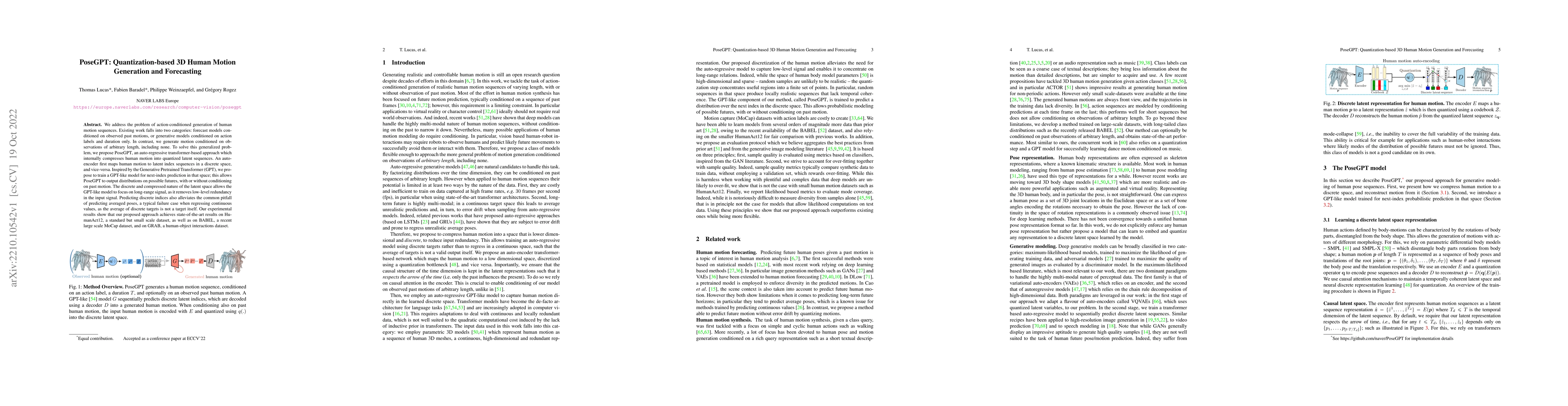 Thumbnail for PoseGPT: Quantization-based 3D Human Motion Generation and Forecasting