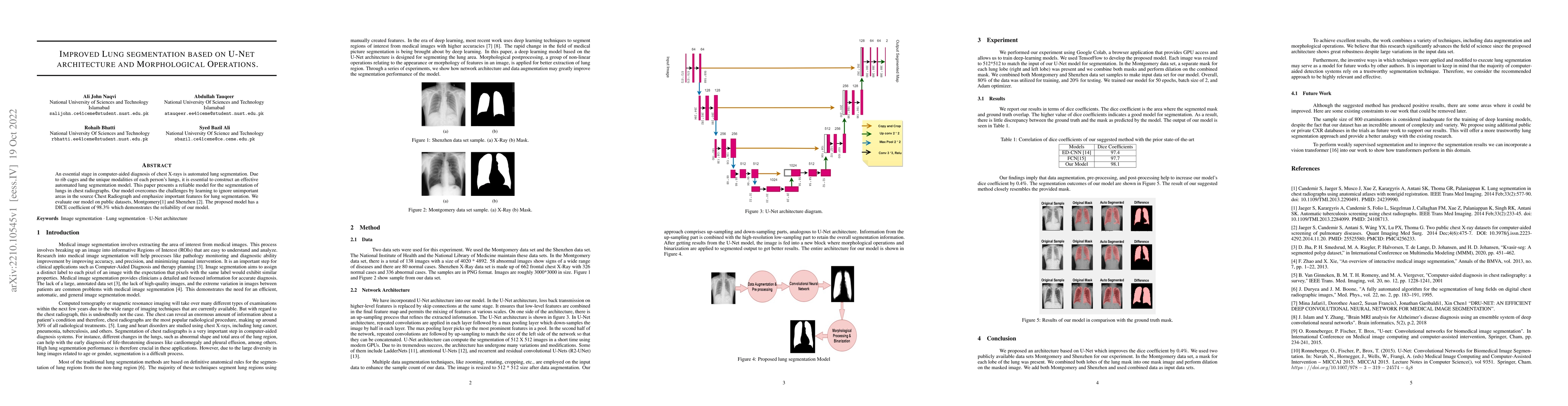 Thumbnail for Improved lung segmentation based on U-Net architecture and morphological
  operations
