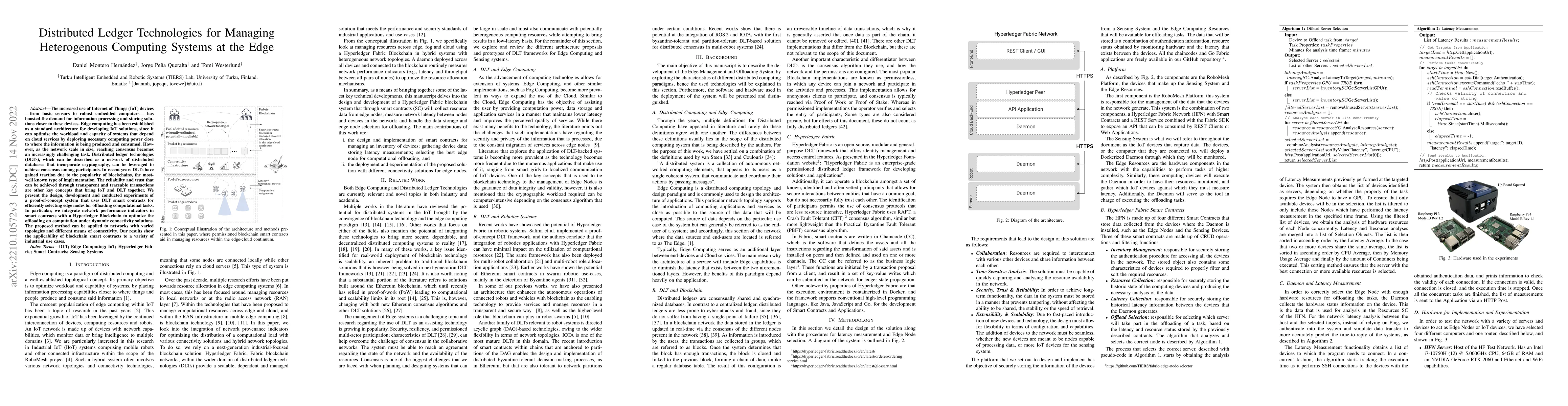 Thumbnail for Distributed Ledger Technologies for Managing Heterogenous Computing
  Systems at the Edge