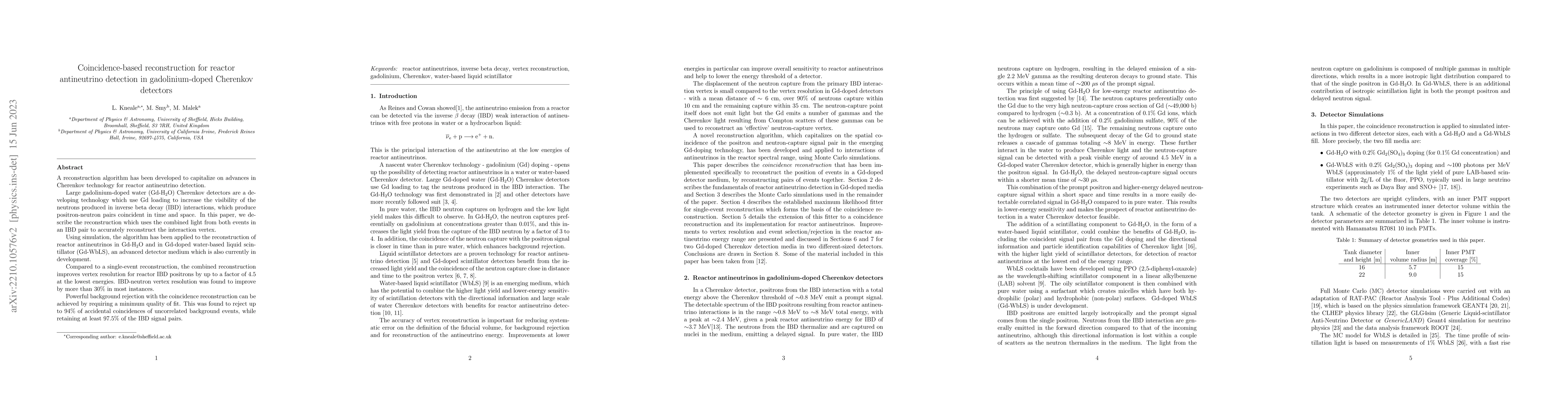 Thumbnail for Coincidence-based reconstruction for reactor antineutrino detection in
  gadolinium-doped Cherenkov detectors