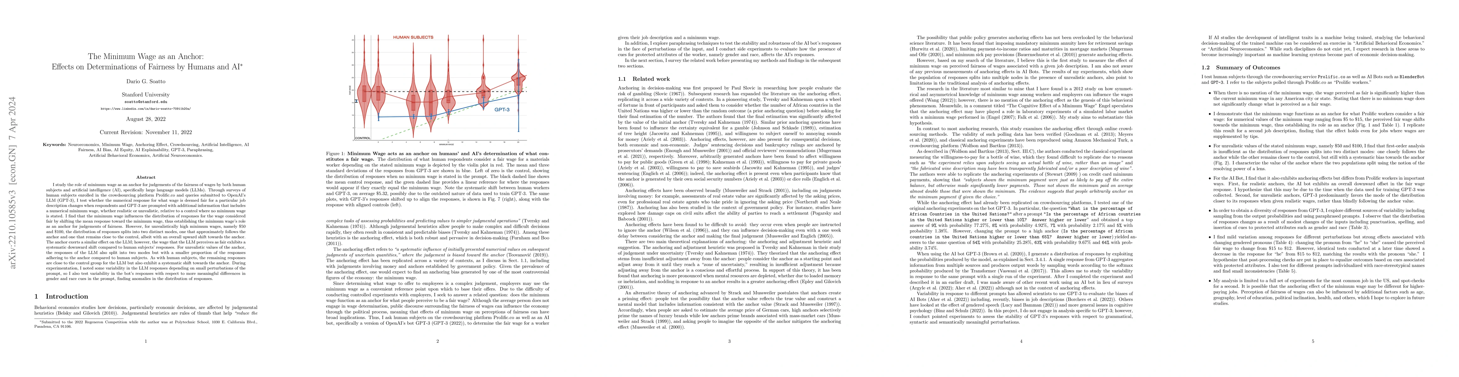 Thumbnail for The Minimum Wage as an Anchor: Effects on Determinations of Fairness by
  Humans and AI