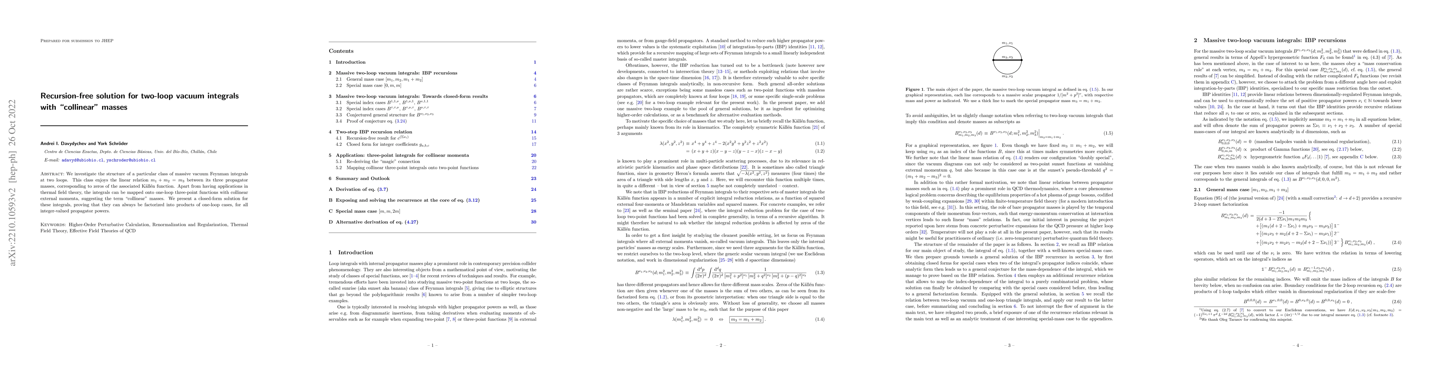 Thumbnail for Recursion-free solution for two-loop vacuum integrals with "collinear"
  masses