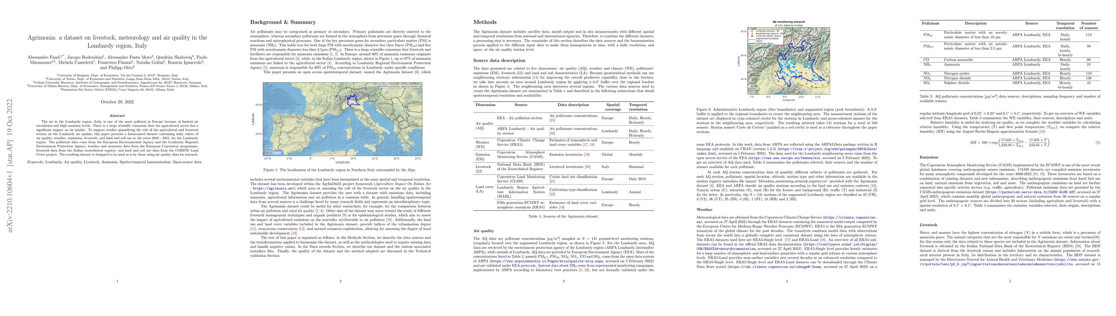Thumbnail for Agrimonia: a dataset on livestock, meteorology and air quality in the
  Lombardy region, Italy