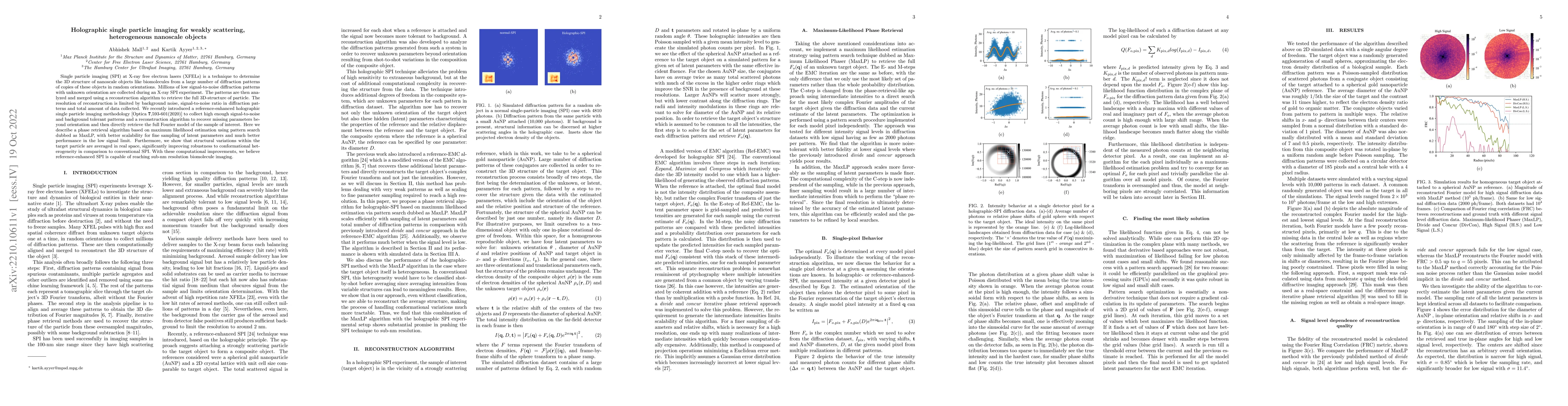 Thumbnail for Holographic single particle imaging for weakly scattering, heterogeneous
  nanoscale objects