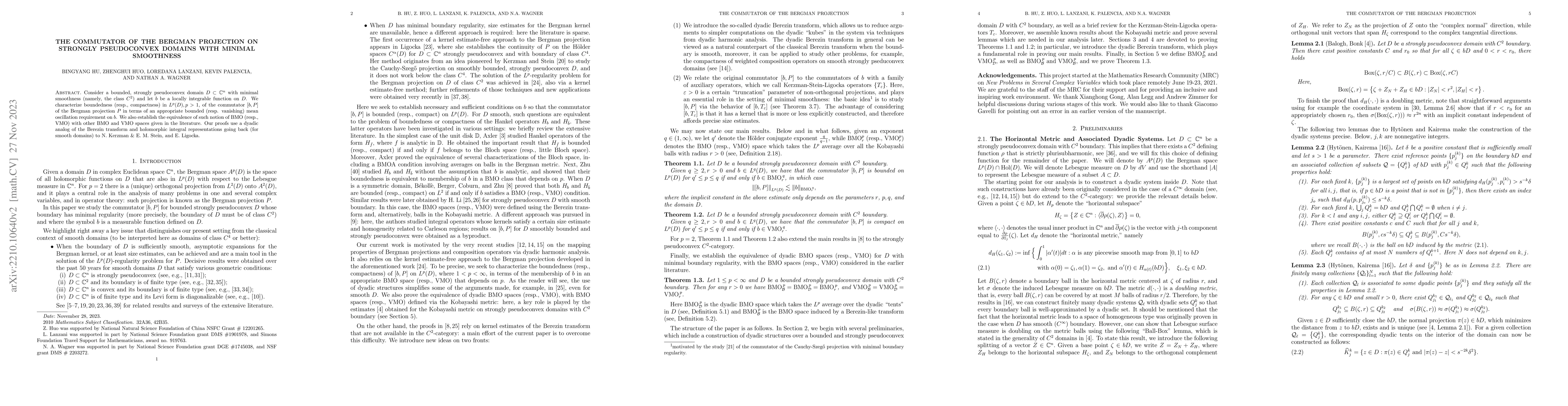 Thumbnail for The Commutator of the Bergman Projection on Strongly Pseudoconvex
  Domains with Minimal Smoothness