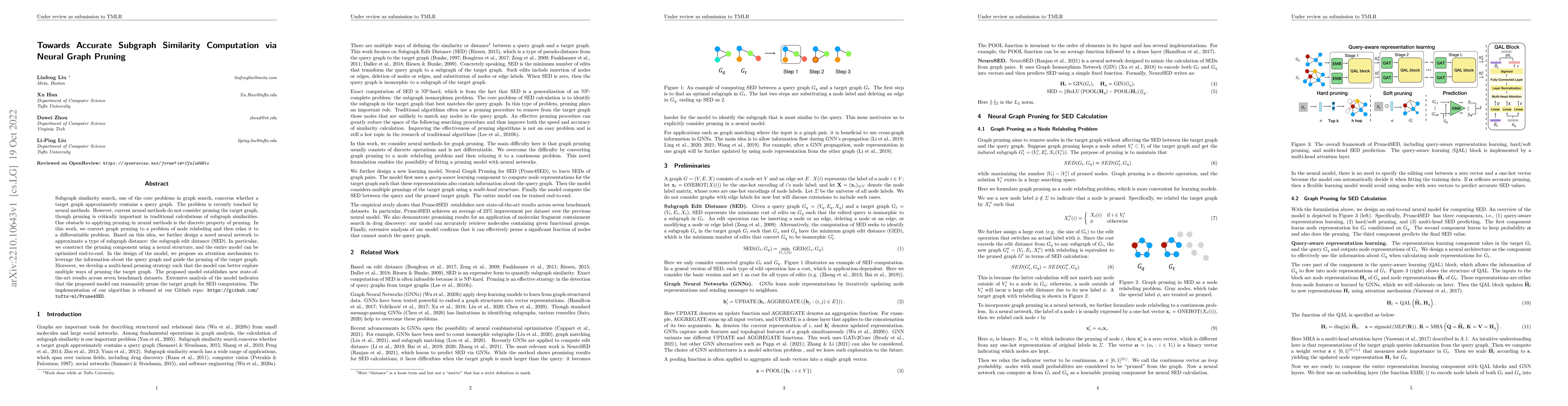 Thumbnail for Towards Accurate Subgraph Similarity Computation via Neural Graph
  Pruning