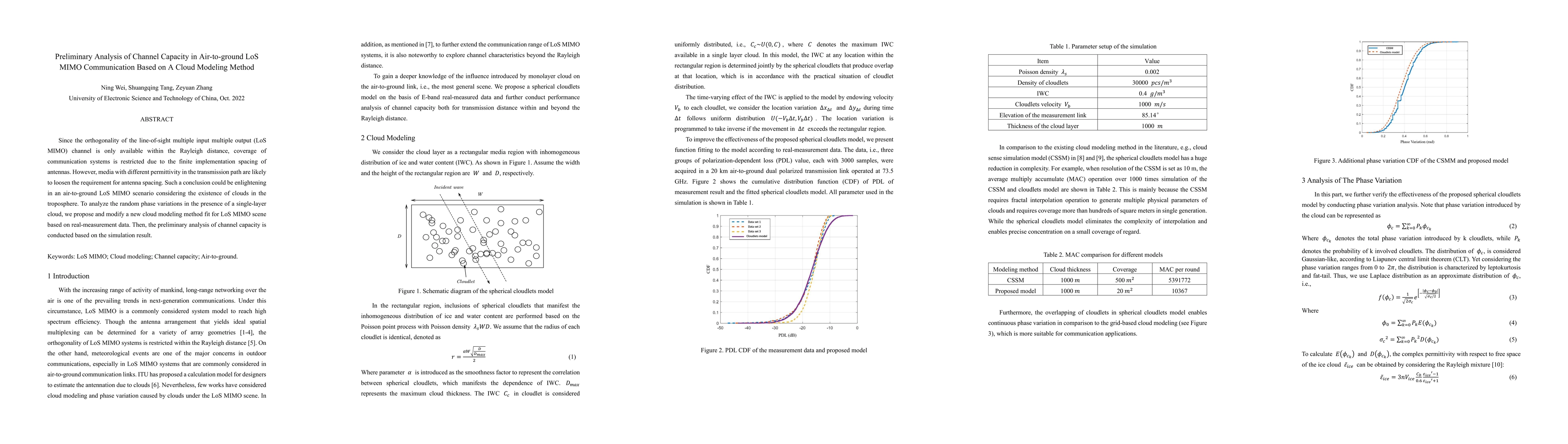 Thumbnail for Preliminary Analysis of Channel Capacity in Air to ground LoS MIMO
  Communication Based on A Cloud Modeling Method