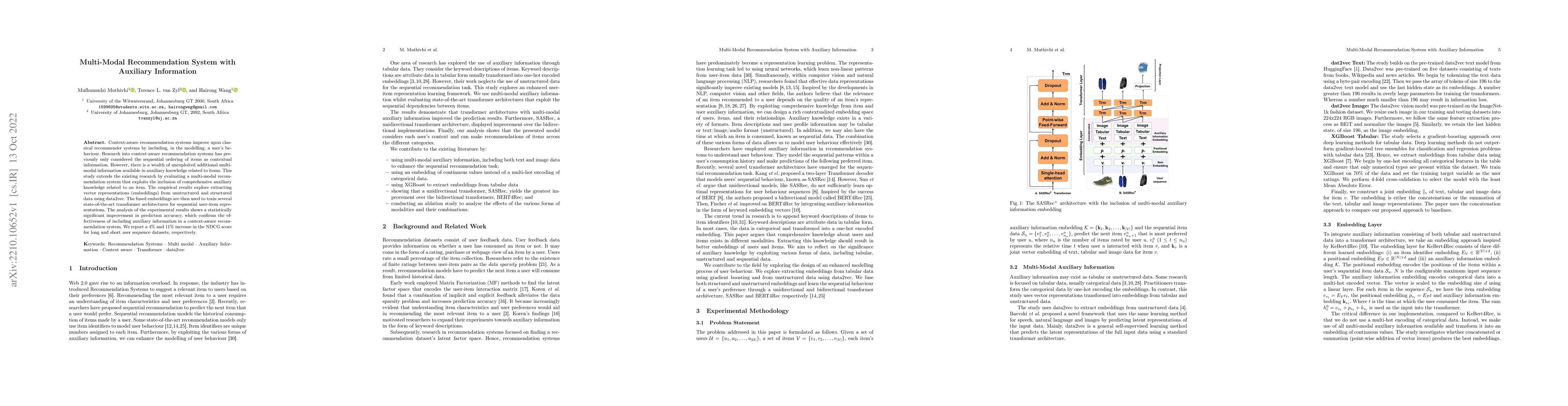 Thumbnail for Multi-Modal Recommendation System with Auxiliary Information