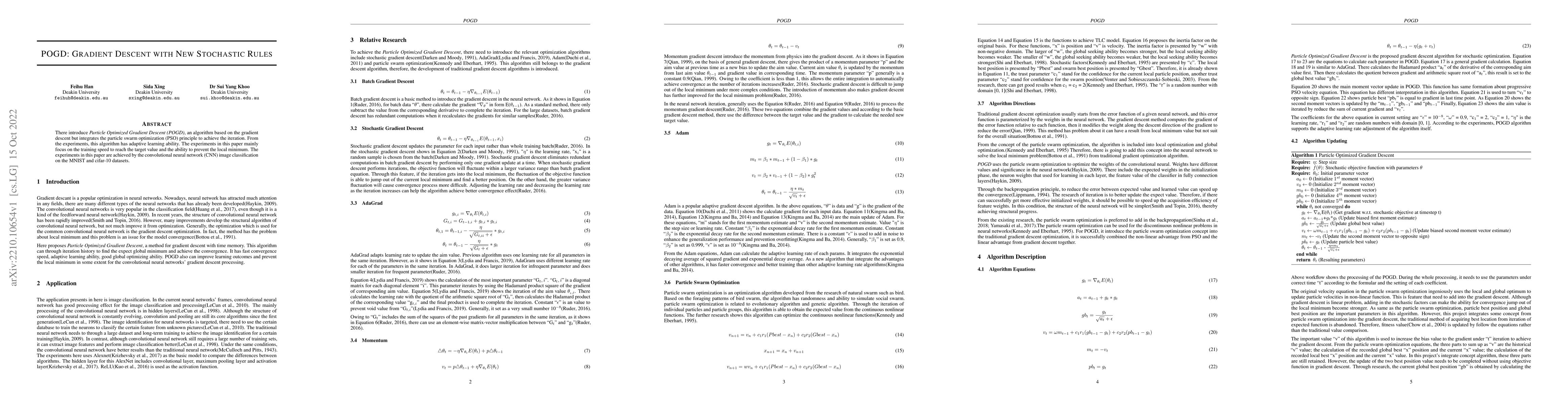 Thumbnail for POGD: Gradient Descent with New Stochastic Rules