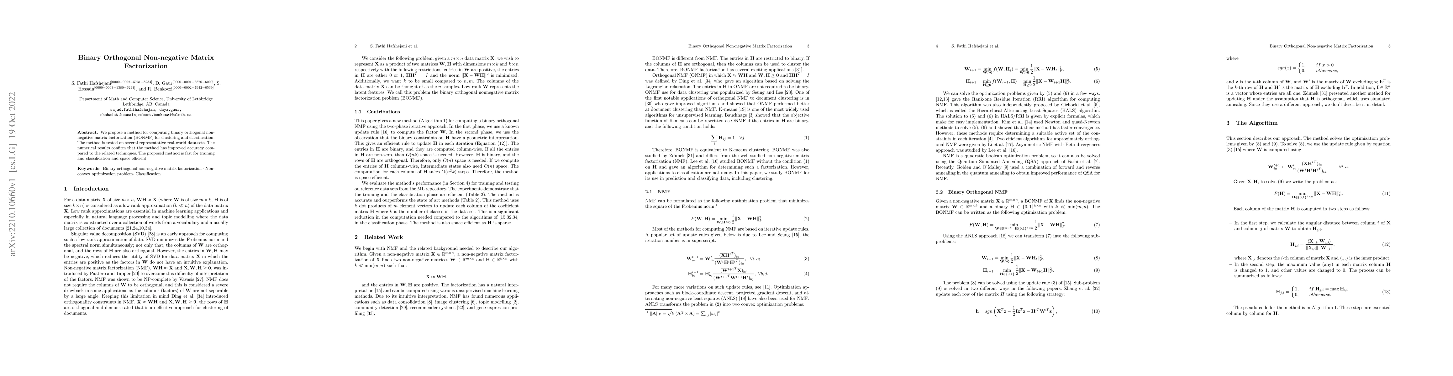 Thumbnail for Binary Orthogonal Non-negative Matrix Factorization