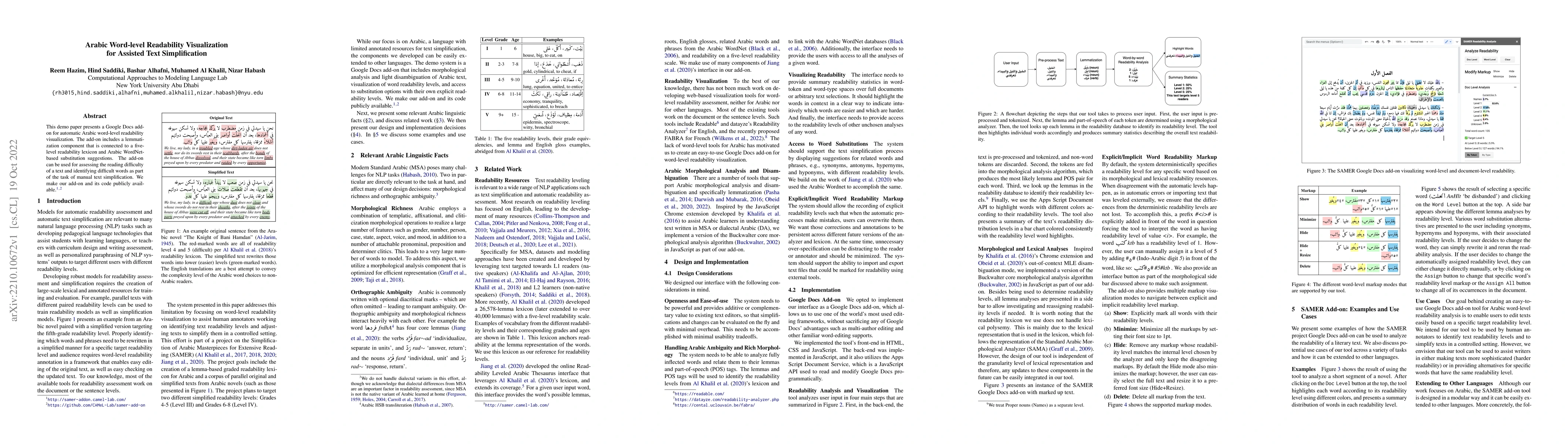 Thumbnail for Arabic Word-level Readability Visualization for Assisted Text
  Simplification