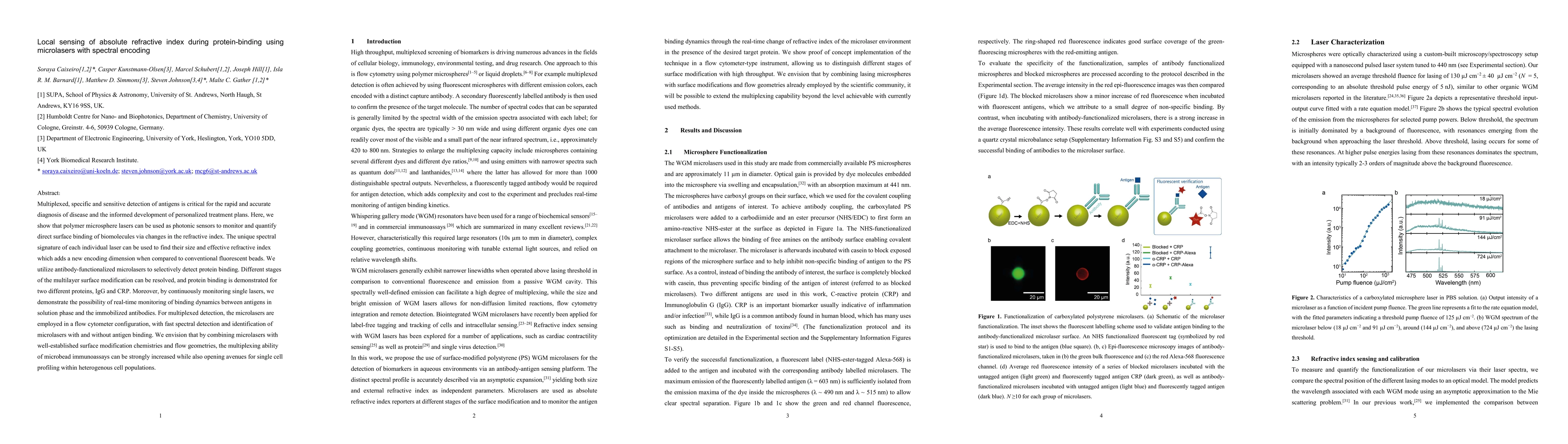 Thumbnail for Local sensing of absolute refractive index during protein-binding using
  microlasers with spectral encoding