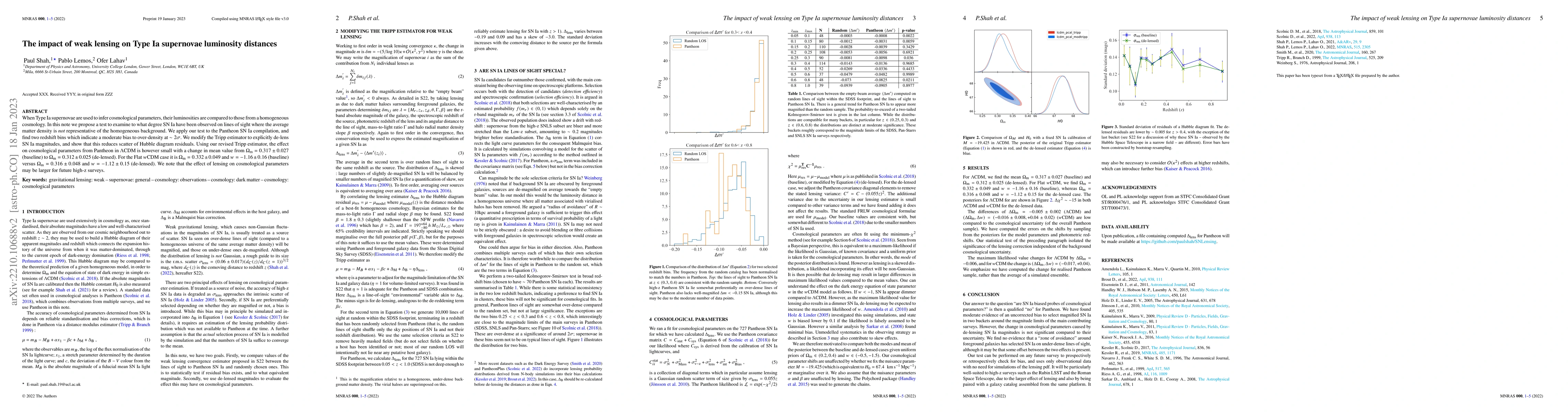 Thumbnail for The impact of weak lensing on Type Ia supernovae luminosity distances