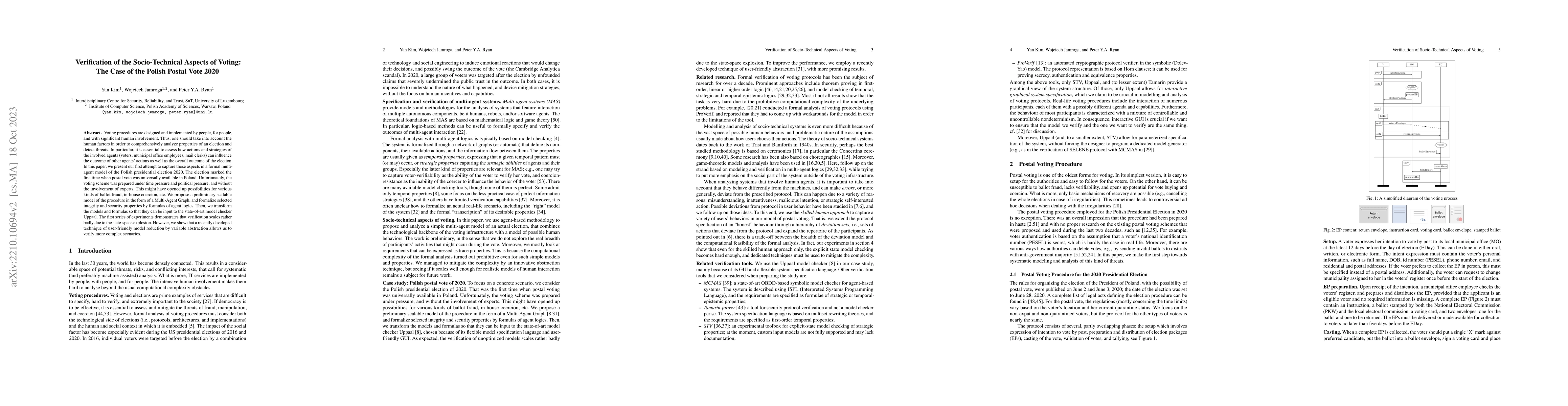 Thumbnail for Verification of the Socio-Technical Aspects of Voting: The Case of the
  Polish Postal Vote 2020