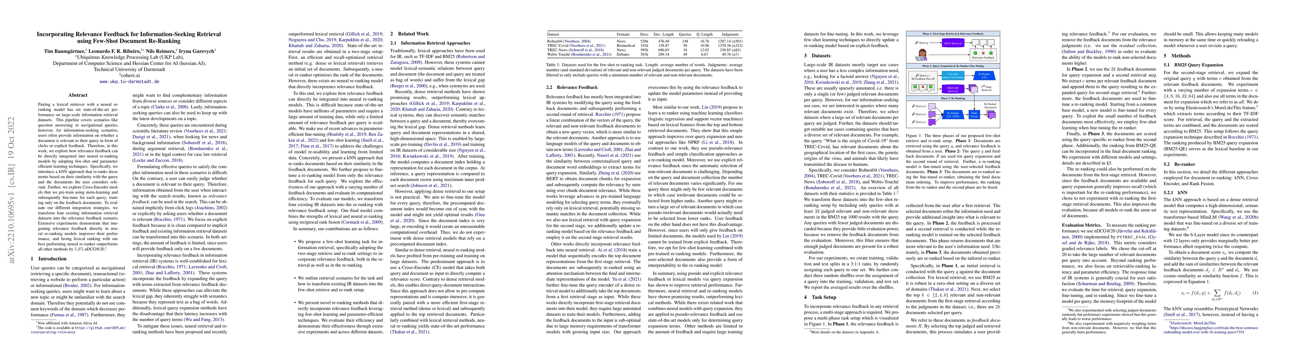Thumbnail for Incorporating Relevance Feedback for Information-Seeking Retrieval using
  Few-Shot Document Re-Ranking