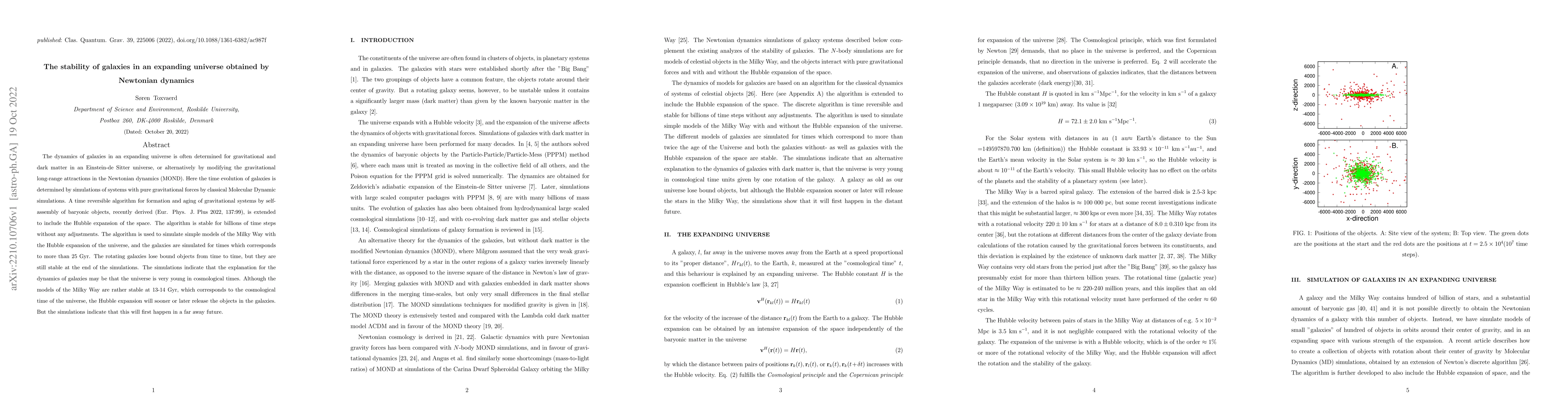 Thumbnail for The stability of galaxies in an expanding universe obtained by Newtonian
  dynamics