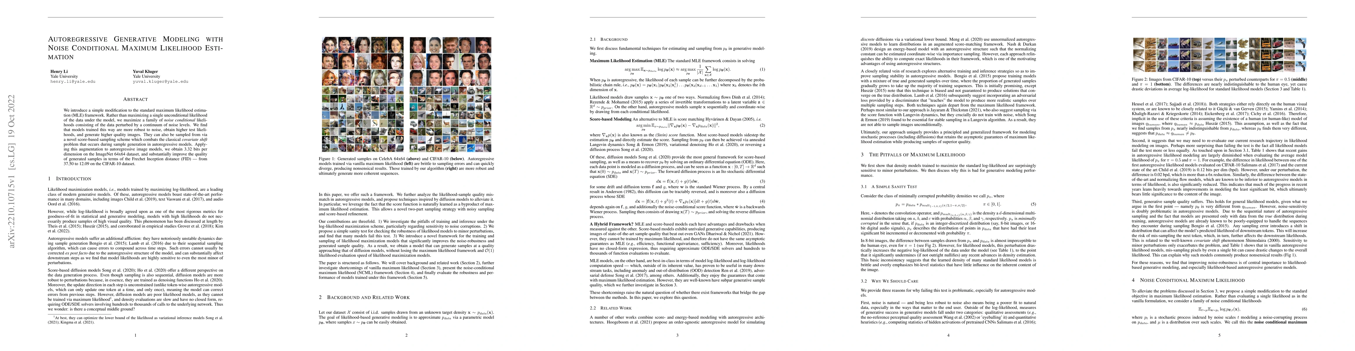 Thumbnail for Autoregressive Generative Modeling with Noise Conditional Maximum
  Likelihood Estimation