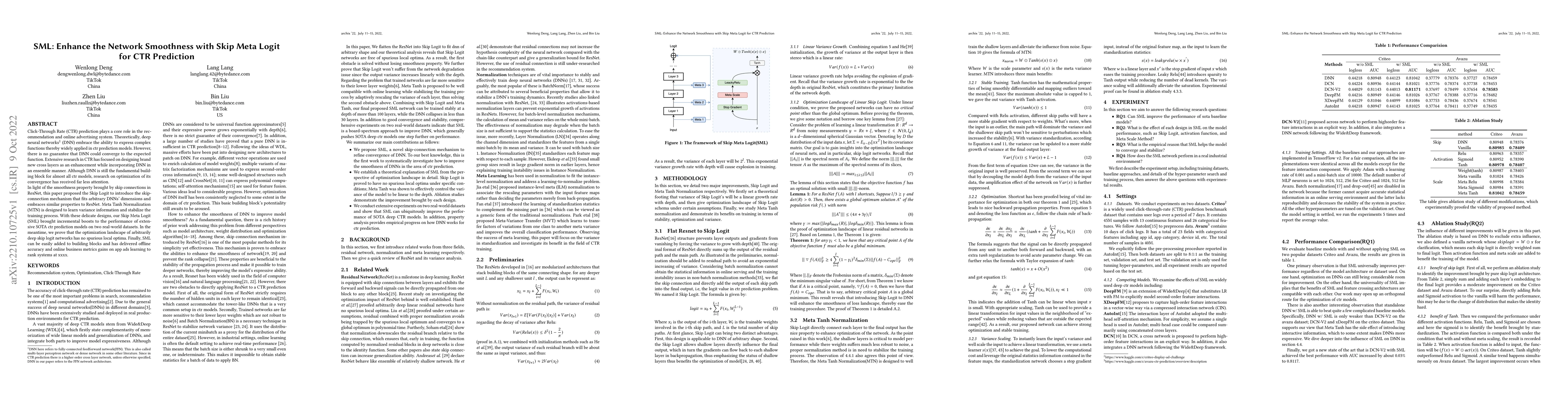 Thumbnail for SML:Enhance the Network Smoothness with Skip Meta Logit for CTR
  Prediction