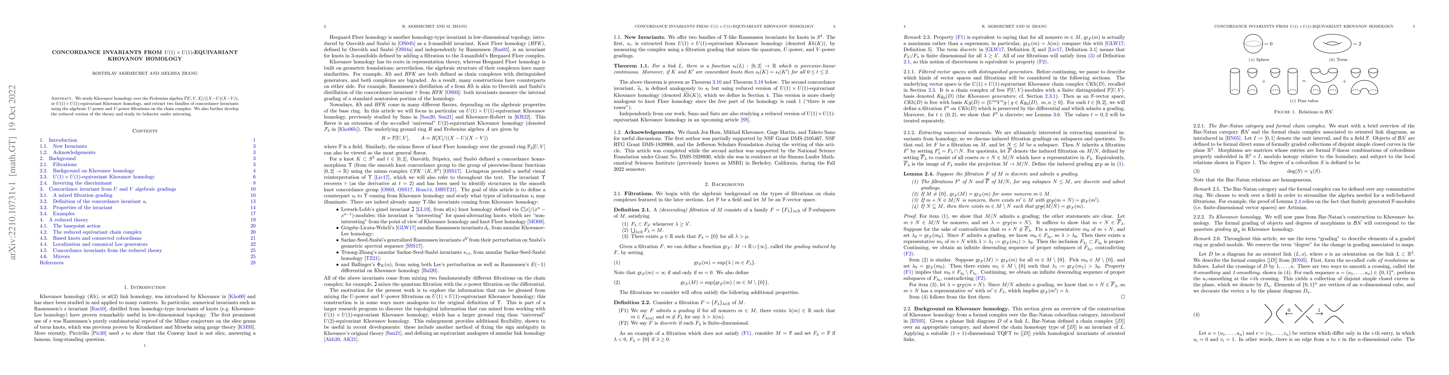 Thumbnail for Concordance invariants from $U(1) \times U(1)$-equivariant Khovanov
  homology