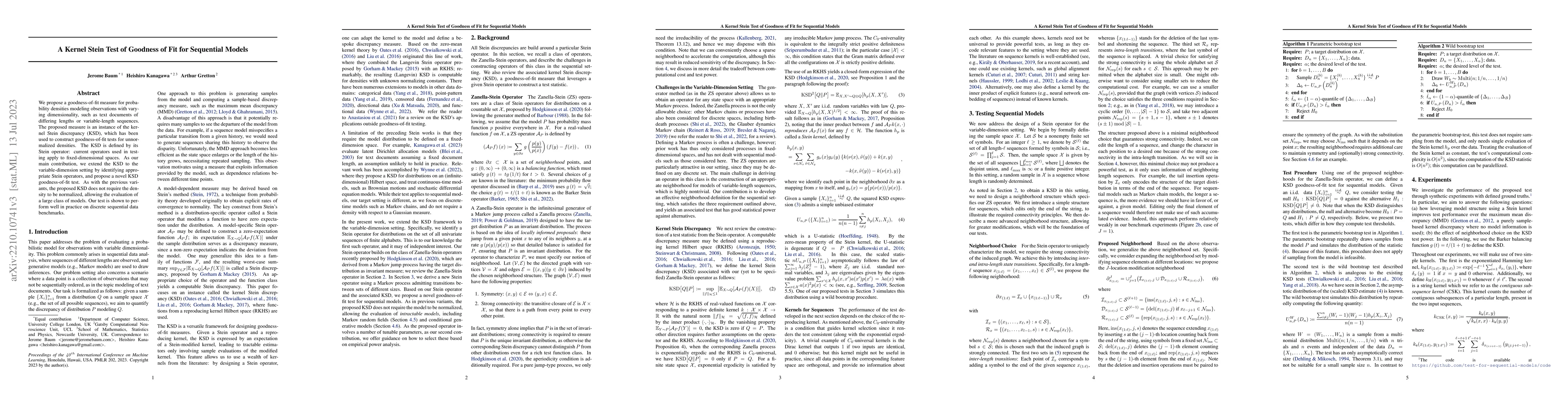 Thumbnail for A kernel Stein test of goodness of fit for sequential models
