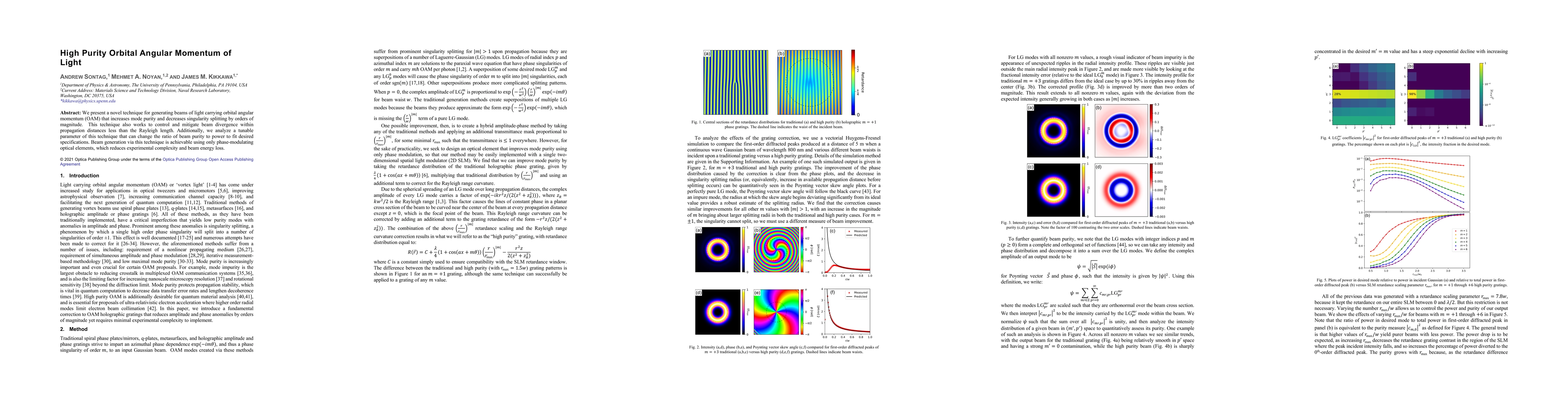 Thumbnail for High Purity Orbital Angular Momentum of Light