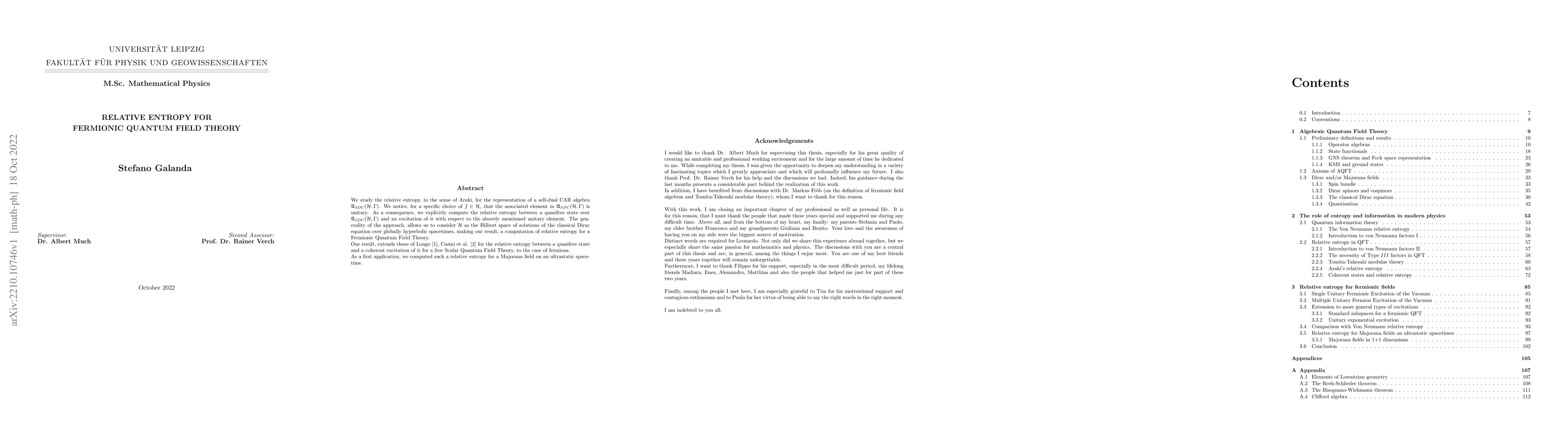 Thumbnail for Relative Entropy for Fermionic Quantum Field Theory