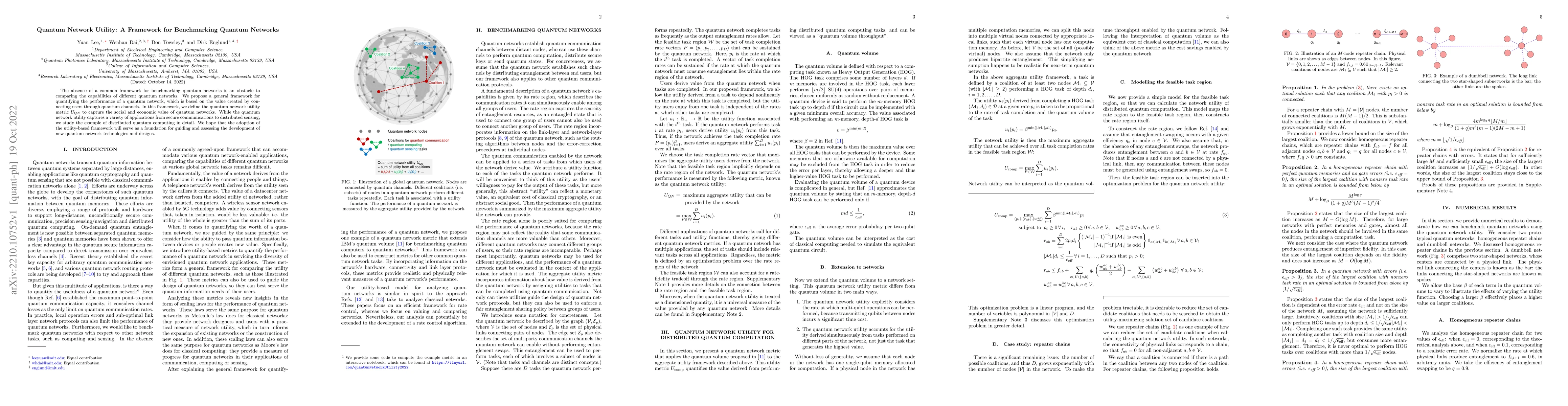 Thumbnail for Quantum Network Utility: A Framework for Benchmarking Quantum Networks