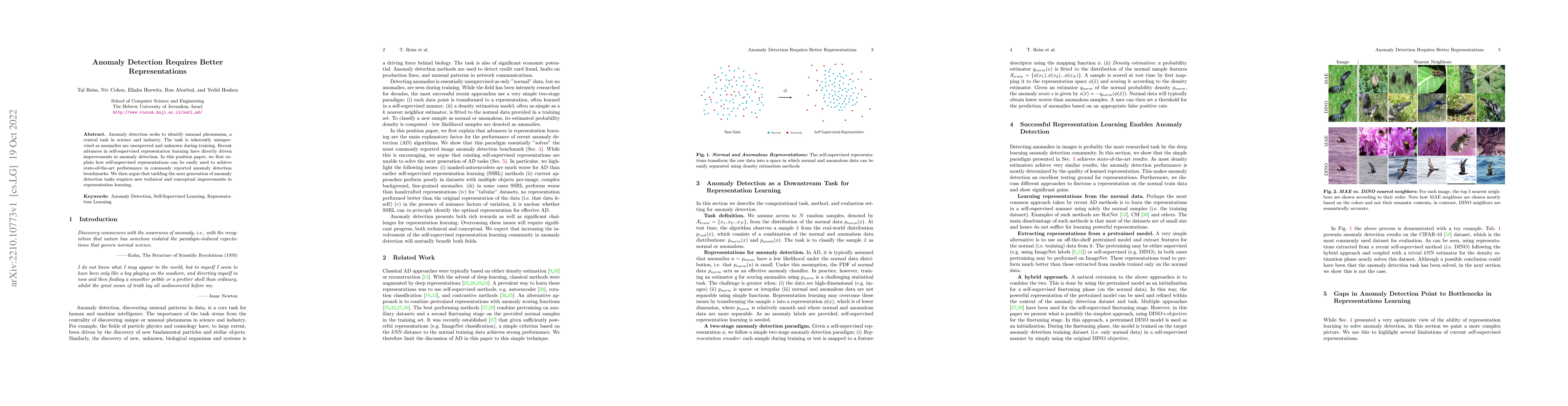 Thumbnail for Anomaly Detection Requires Better Representations