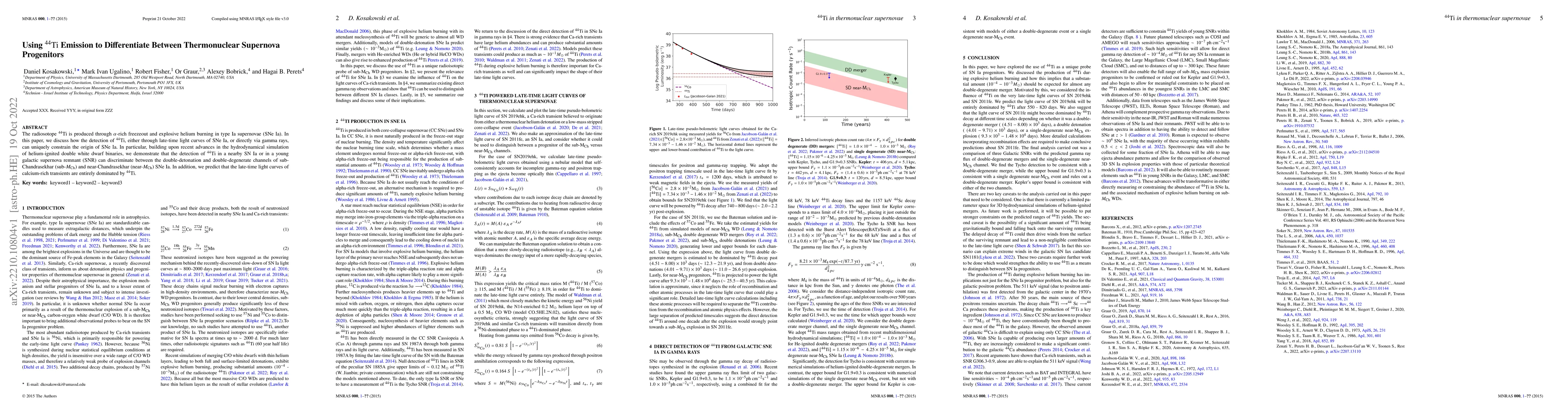 Thumbnail for Using $^{44}$Ti Emission to Differentiate Between Thermonuclear
  Supernova Progenitors