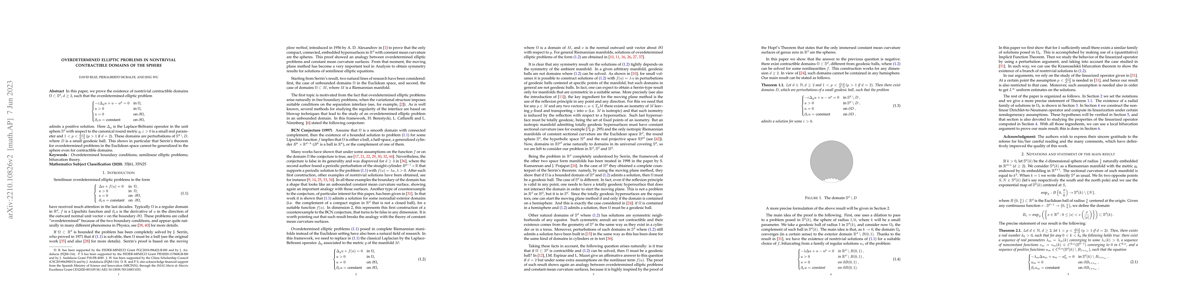 Thumbnail for Overdetermined elliptic problems in nontrivial contractible domains of
  the sphere