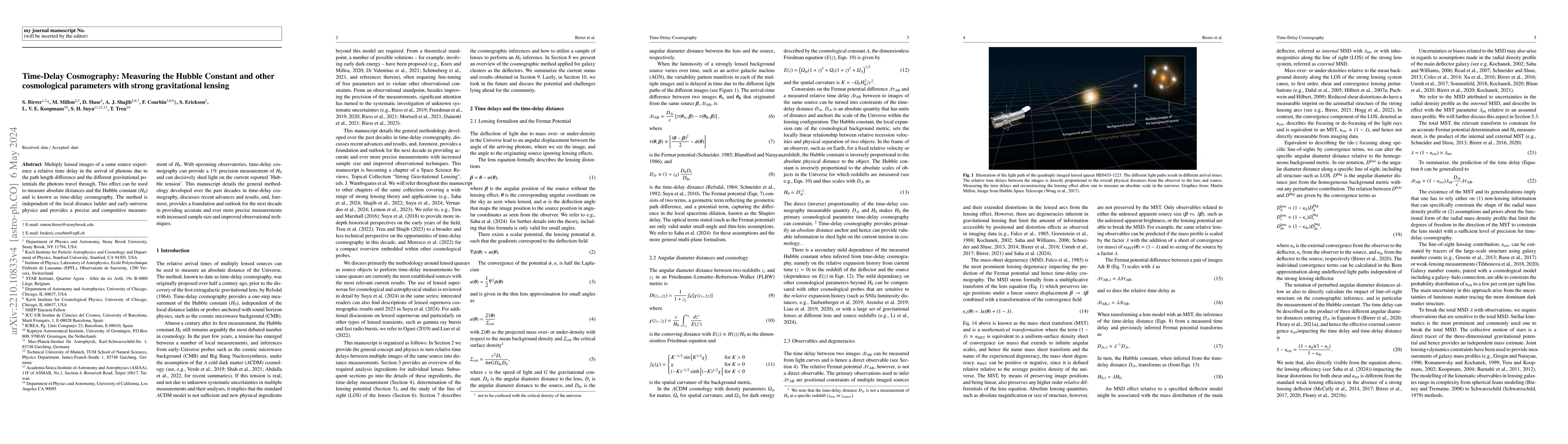 Thumbnail for Time-Delay Cosmography: Measuring the Hubble Constant and other
  cosmological parameters with strong gravitational lensing