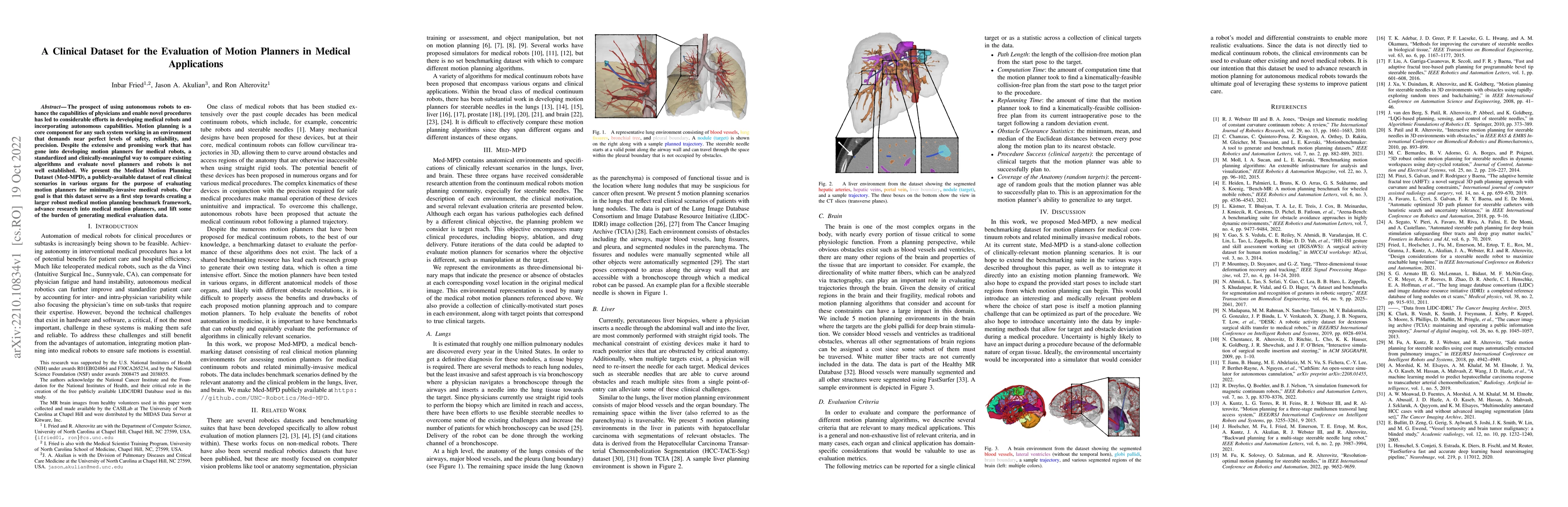 Thumbnail for A Clinical Dataset for the Evaluation of Motion Planners in Medical
  Applications