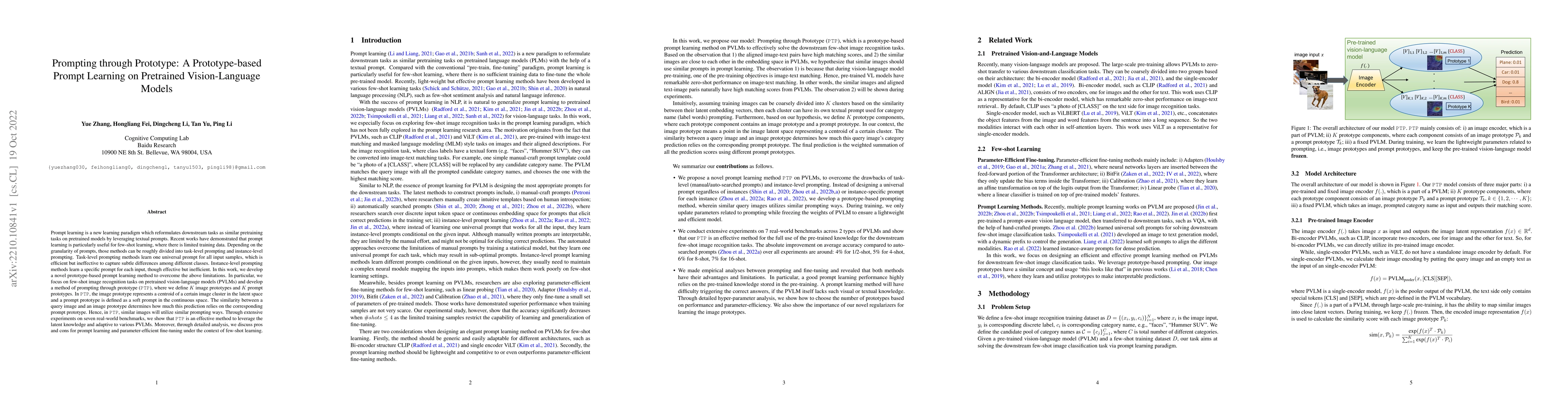 Thumbnail for Prompting through Prototype: A Prototype-based Prompt Learning on
  Pretrained Vision-Language Models
