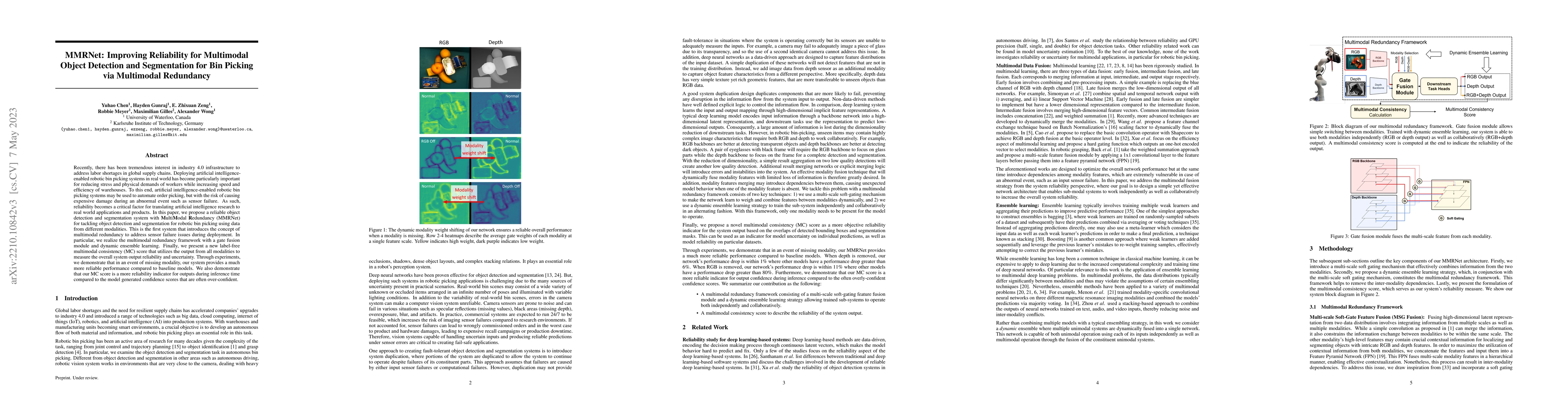 Thumbnail for MMRNet: Improving Reliability for Multimodal Object Detection and
  Segmentation for Bin Picking via Multimodal Redundancy