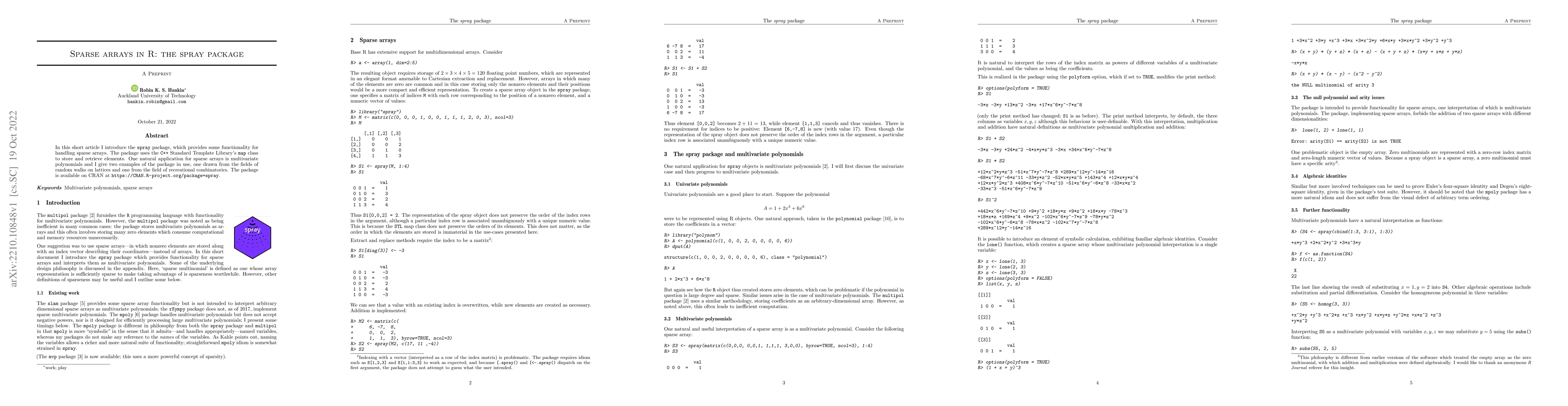 Thumbnail for Sparse arrays in R: the spray package