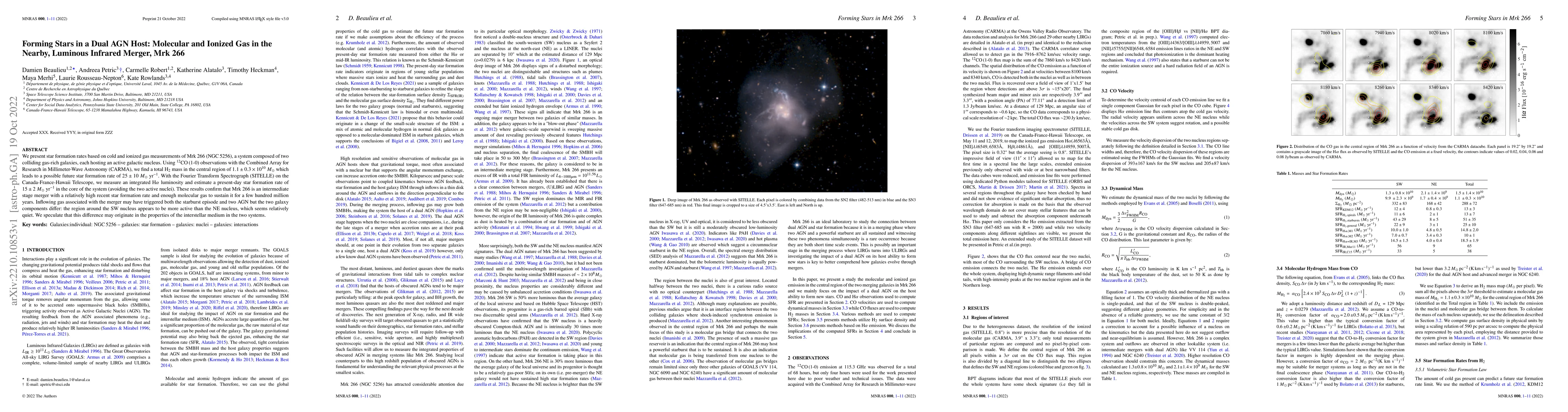 Thumbnail for Forming Stars in a Dual AGN Host: Molecular and Ionized Gas in the
  Nearby, Luminous Infrared Merger, Mrk 266