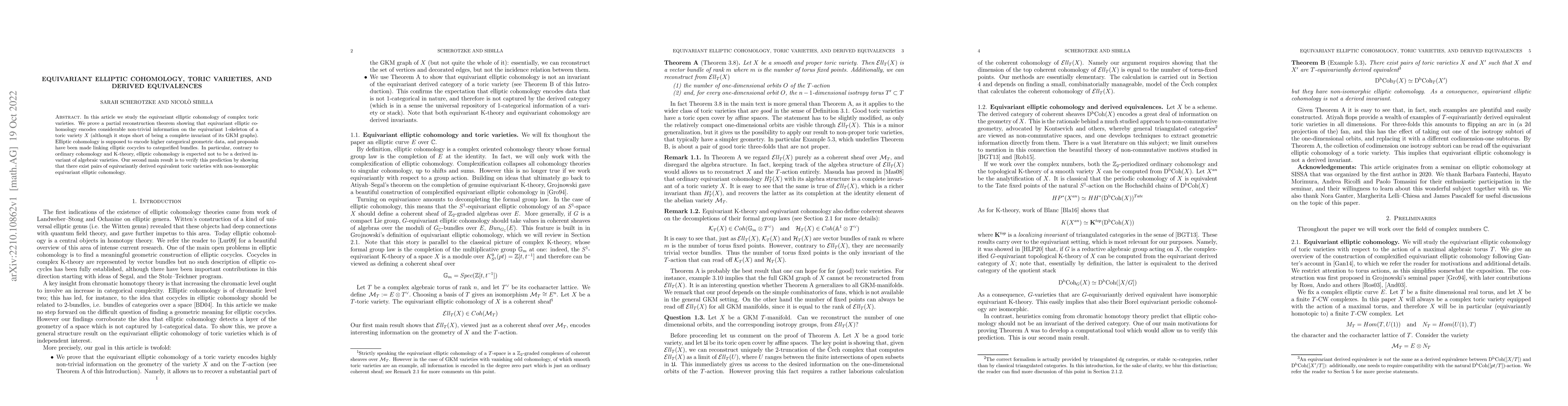 Thumbnail for Equivariant elliptic cohomology, toric varieties, and derived
  equivalences