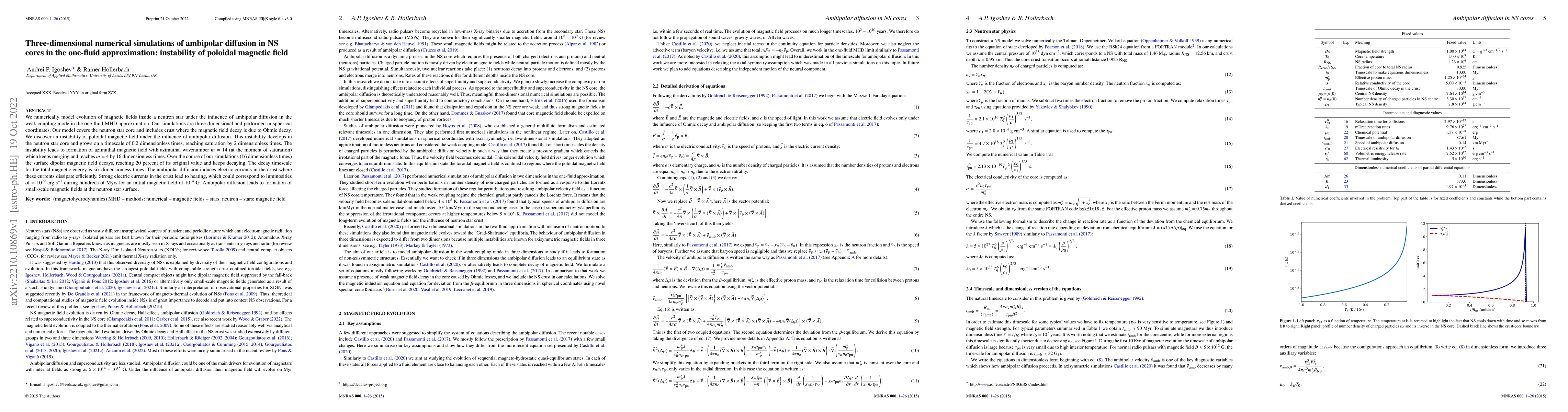 Thumbnail for Three-dimensional numerical simulations of ambipolar diffusion in NS
  cores in the one-fluid approximation: instability of poloidal magnetic field