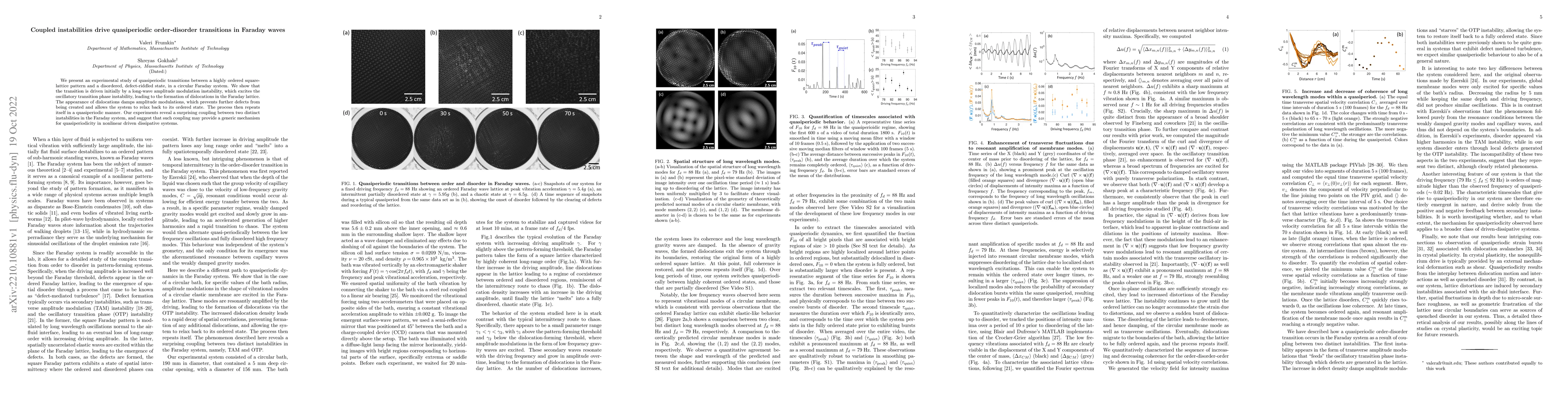 Thumbnail for Coupled instabilities drive quasiperiodic order-disorder transitions in
  Faraday waves